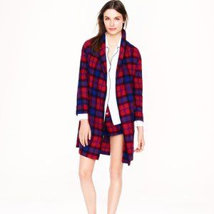 J Crew plaid flannel robe bright cerise S/M
